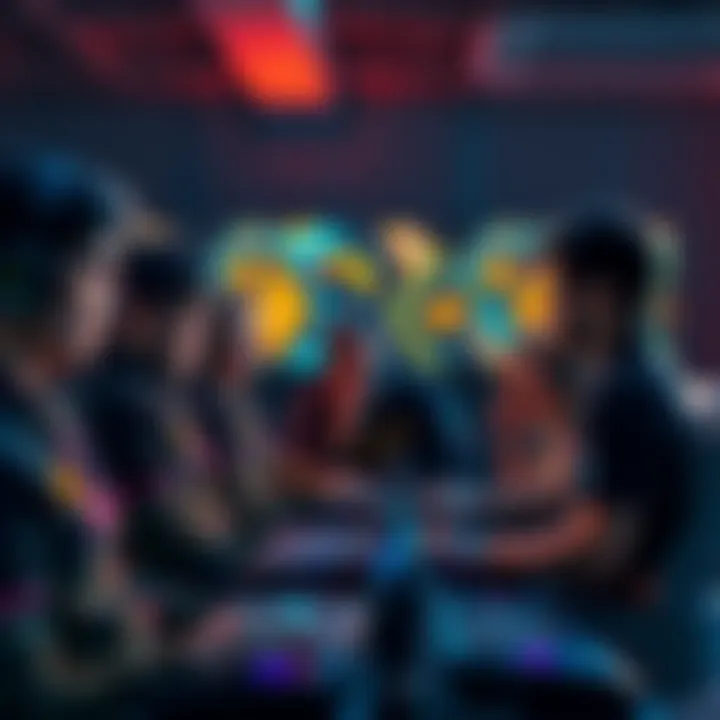 A group of new players gathered around screens, looking frustrated while discussing gear upgrades in Marathon.
