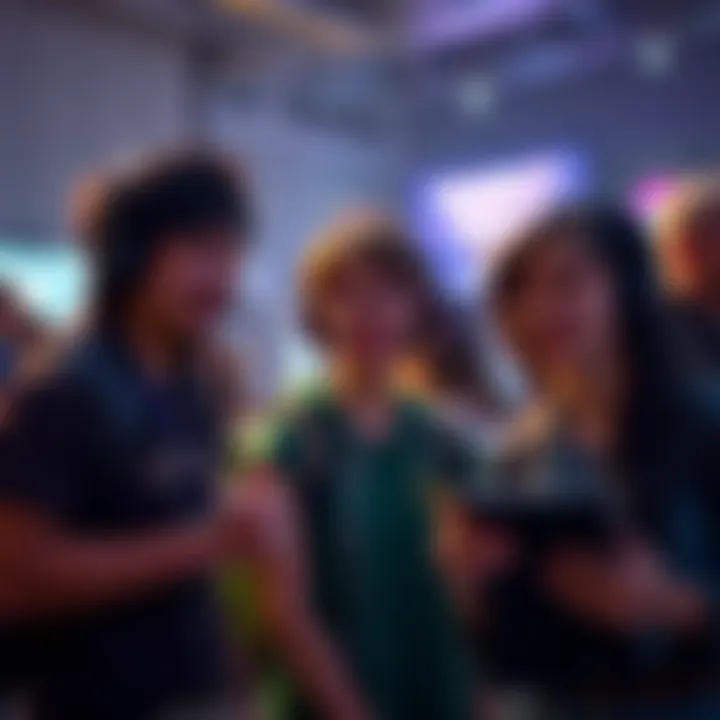 Three new players looking excited about joining raids in a gaming environment, surrounded by supportive community members