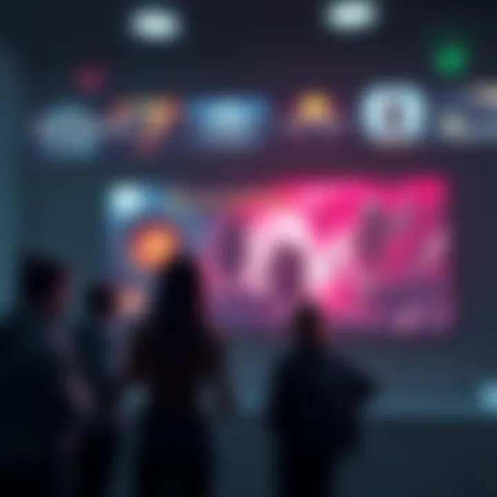 A group of new players discussing popular Souls-like games like Bloodborne and Elden Ring, with game images displayed on a screen in the background.