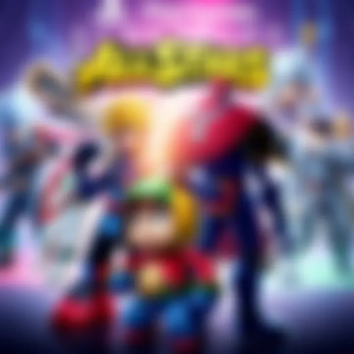 A colorful lineup of new characters from the Playstation All Stars sequel, showcasing their unique designs and abilities, set in an action-packed gaming environment.