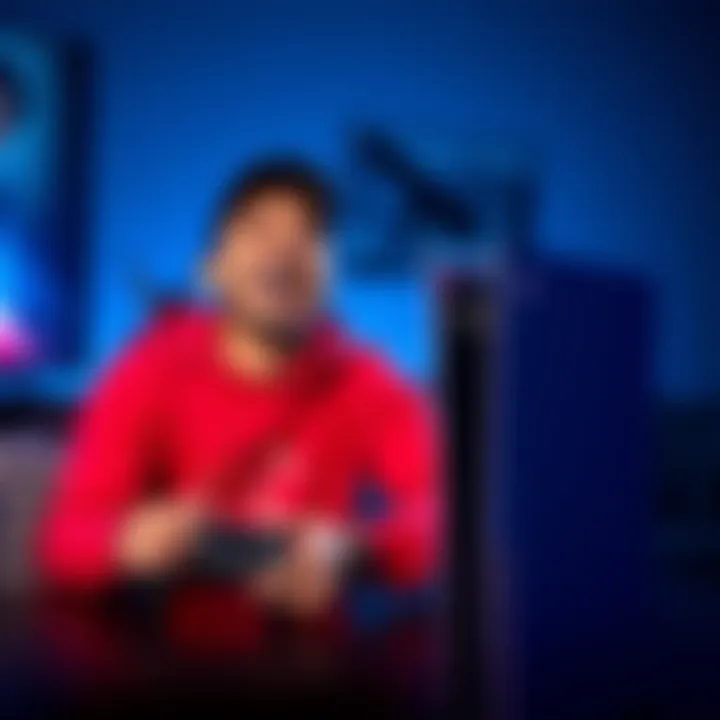 New PS5 Slim Setup A joyful gamer sets up their new PS5 Slim console next to the old PS4 Pro, excited for new gaming experiences.