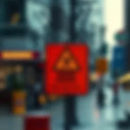 A newly installed warning sign in a public area, highlighting safety concerns. The sign is bright and clearly visible, aimed at alerting the public to potential hazards.