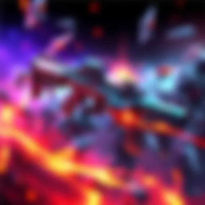 A digital drawing of the new Quanta weapon, showcasing its design and features, surrounded by Corpus-themed elements.