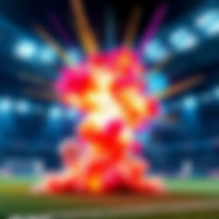 Colorful visual effect bursting in the air after a goal in RLCS match