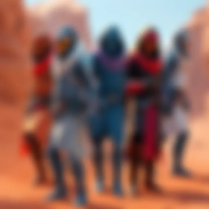 Different color variations of the Sandwalker skin set in the game Speranza, showcasing styles for players