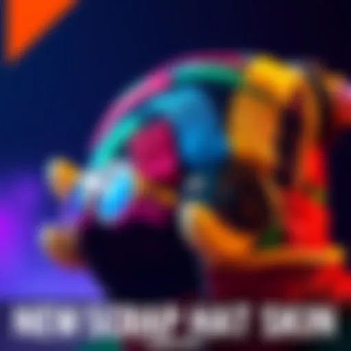 A close-up view of the vibrant and unique Scrappy hat skin highlighting its design and colors.