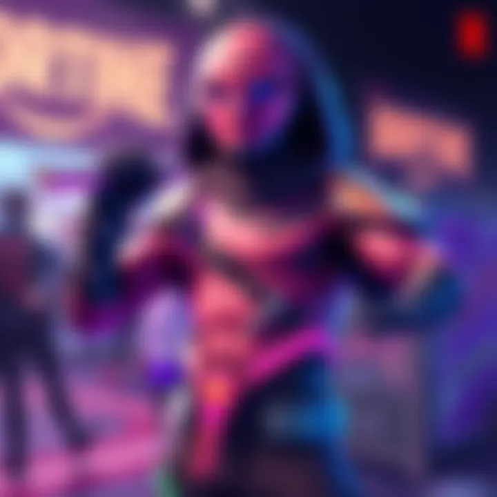 A creative illustration of a new skin design for a game character, showcasing vibrant colors and unique patterns.