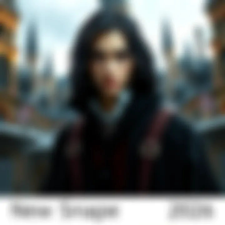 A depiction of the new Snape character in 2026, showcasing his distinct style and demeanor, set in a Hogwarts-like environment.