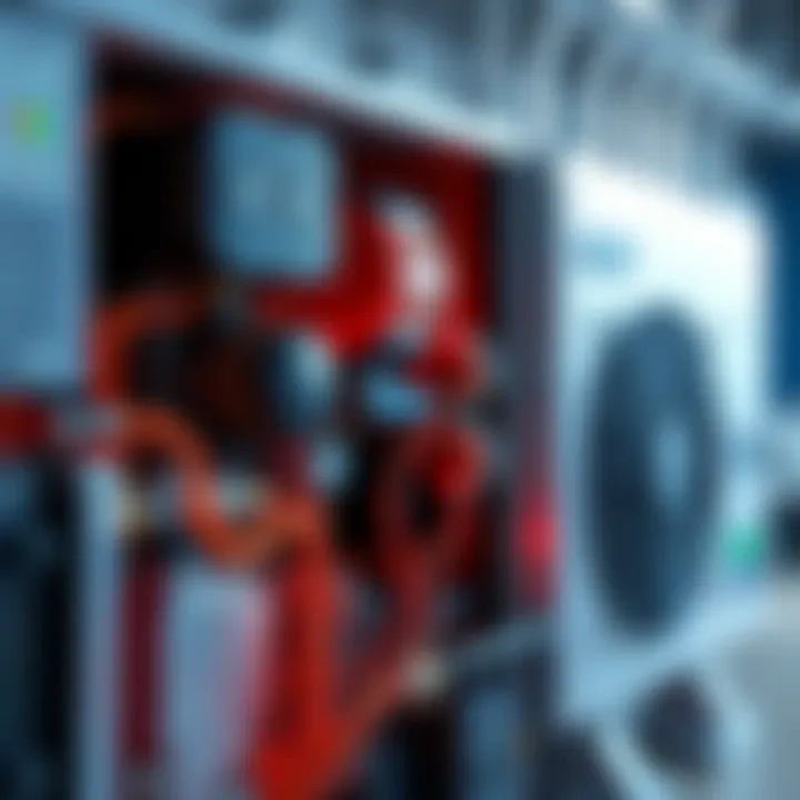 A detailed view of the components of a new split system for heating and cooling, showcasing its functionality and design.