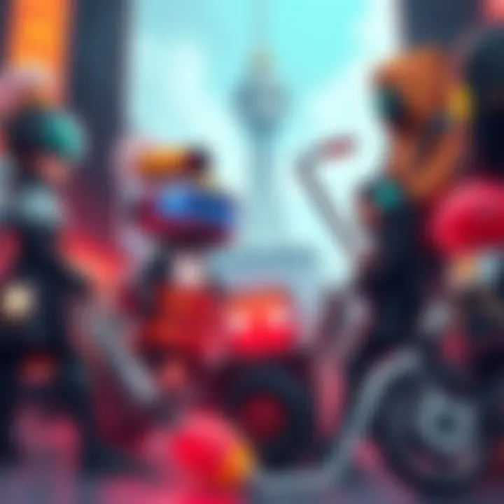 An illustration showing new sweepers introduced in the Overture DLC, featuring familiar characters and vibrant locations.