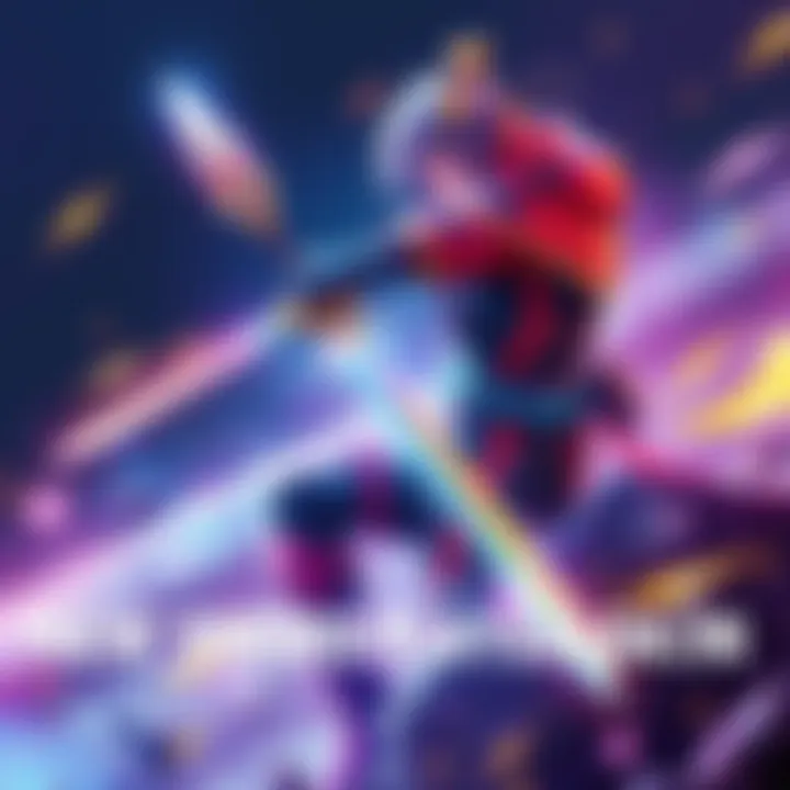 A vibrant new skin for sword players featuring bold colors and intricate designs, showcasing a character in action with a sword.