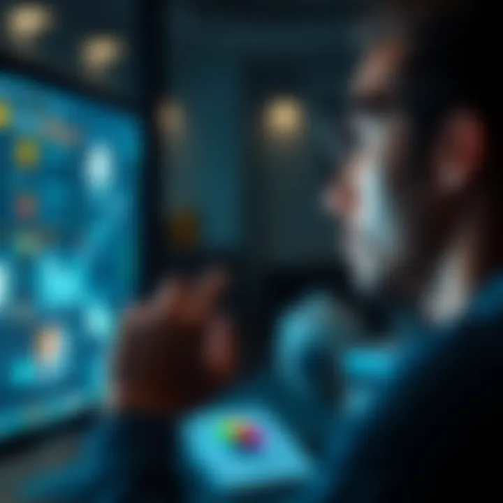 A person looking at a computer screen displaying new tags for organizing content, with a thoughtful expression.