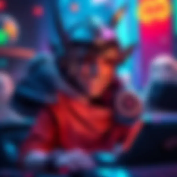 A joyful new player shares their gaming experience and love for the community, surrounded by game elements and vibrant colors.