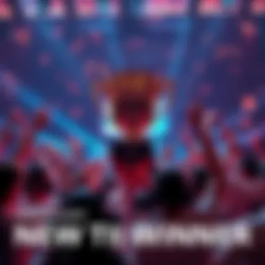 New TI Winner Announcement A digital graphic showing excitement around the new winner of The International tournament with a trophy and gamers celebrating