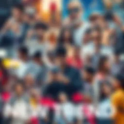 A collage showing diverse people engaging in activities influenced by a strong new trend in technology, fashion, and lifestyle.