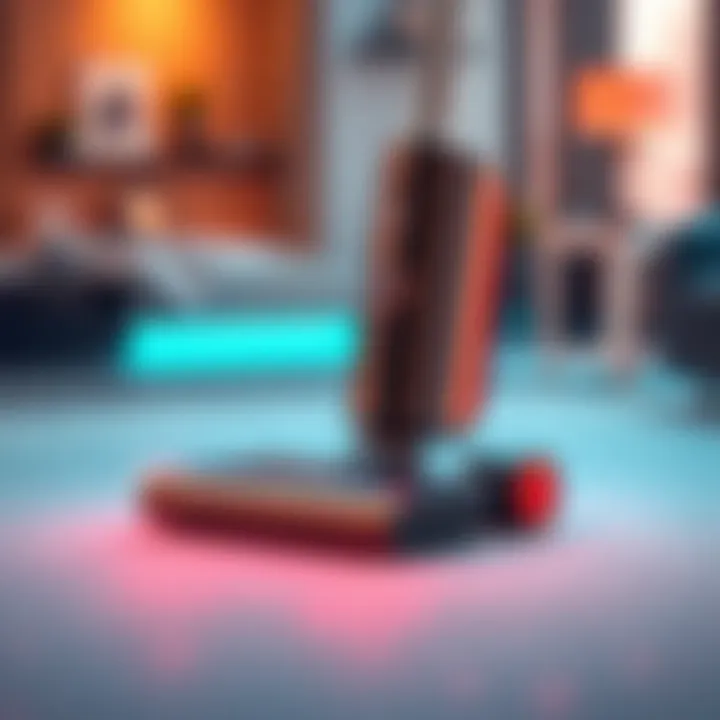 New Vacuum with Easy Controls A modern vacuum cleaner showcasing universal controls, featuring buttons for simple operation and a sleek design.