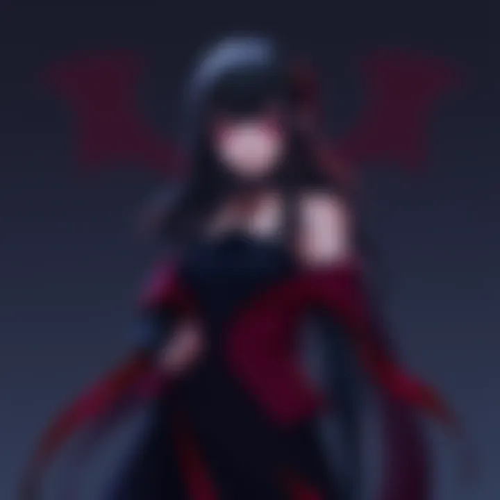 A vampire girl character from Bloodstained stands poised with a dark aura, showcasing similarities to Death with elegant attire and a menacing expression.