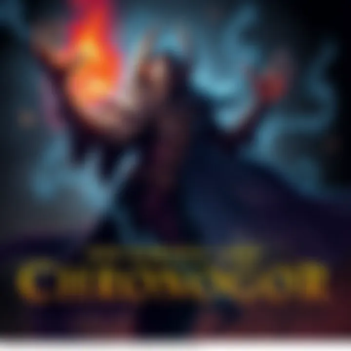A dark, mystical figure representing the Warlock card Chronogor, with swirling shadows and energy around it, showcasing its powerful abilities.