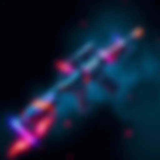 A newly released weapon skin displayed with glitch effects, highlighting player frustration over unresolved bugs in the game.