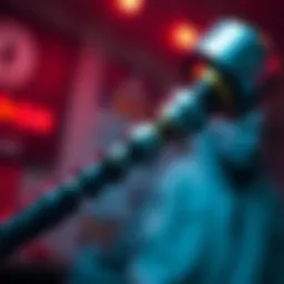 A close-up of a mace with interchangeable parts shown in a recent teaser video, causing fan backlash.