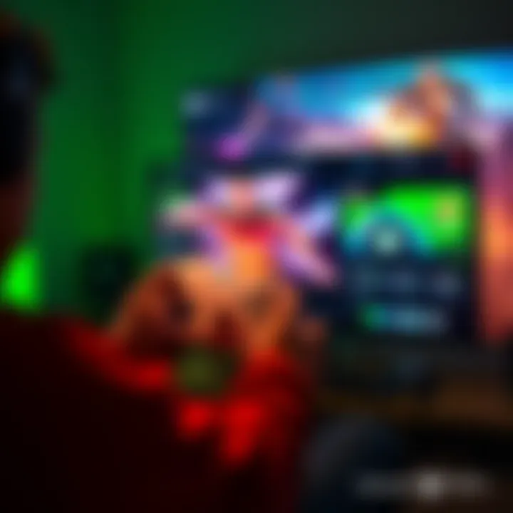 A person playing Xbox games on a web browser with a gaming controller.