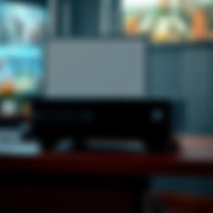 A new Xbox console on a table showing a blank game library screen