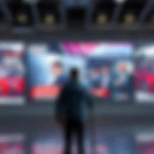 A person stands in front of a large screen displaying breaking news updates, highlighting major developments.