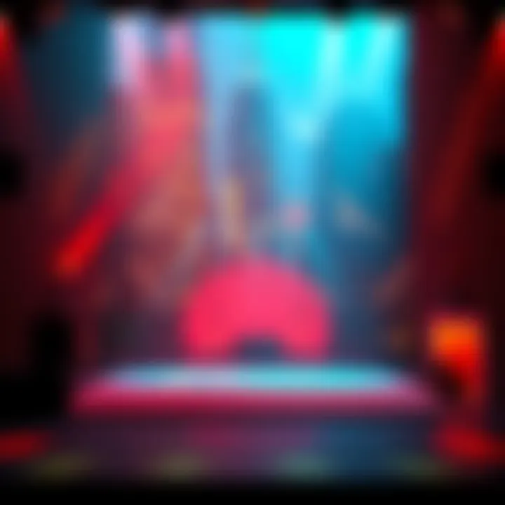 A stage set designed to look like an AI-generated environment in New York, showcasing unique aesthetics and innovative craftsmanship.