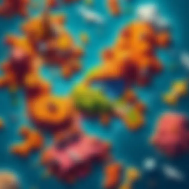 A colorful map showcasing new locations for next season's gameplay.