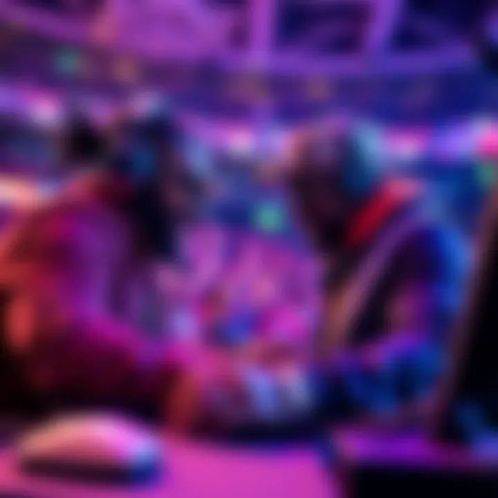 Ne-Yo and T-Pain Competing in Esports Ne-Yo and T-Pain face off in an esports match, each focused on their gaming skills while fans cheer them on in a lively arena.