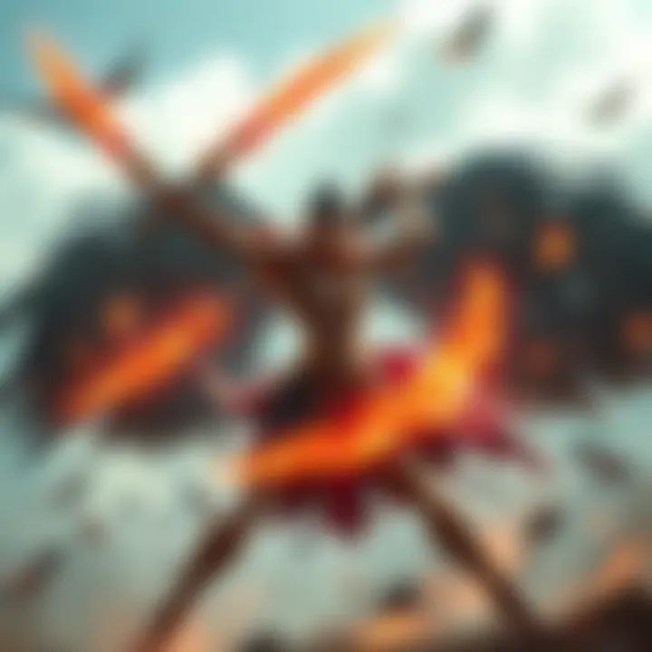 Nezha with Divine Spears and Garuda's Abilities A character using Nezha's Divine Spears while displaying Garuda's power in a battle scene