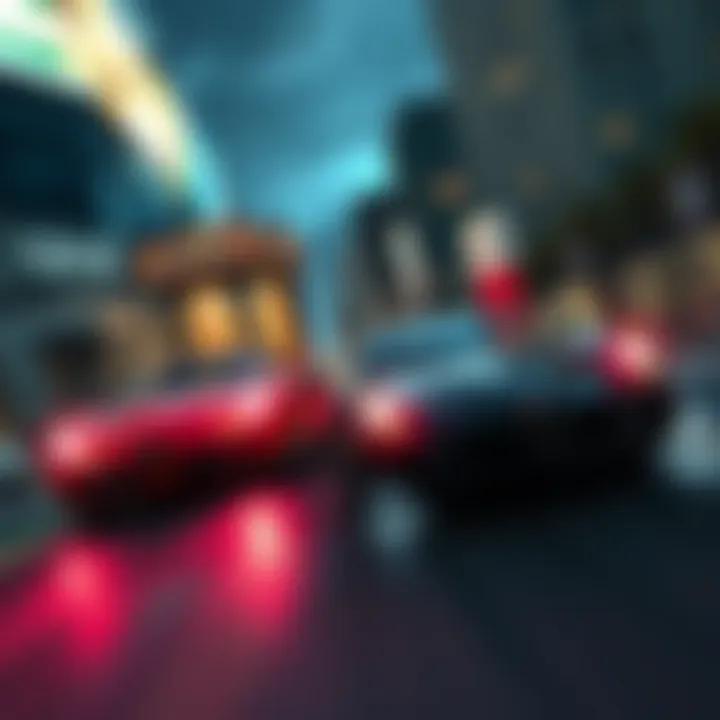 A thrilling car chase from Need for Speed Most Wanted showcasing sleek cars on a city street at night