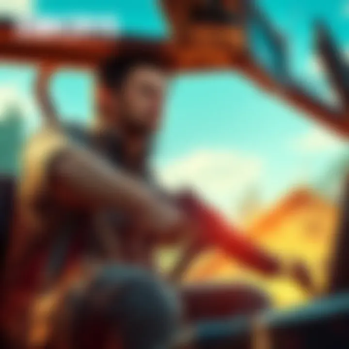 Nick Rye using a weapon while driving a vehicle in Far Cry 5