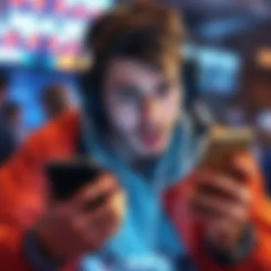 NickEh30 reacting to criticism on Twitter NickEh30 looking surprised while reading comments on his phone after stream sniping incident