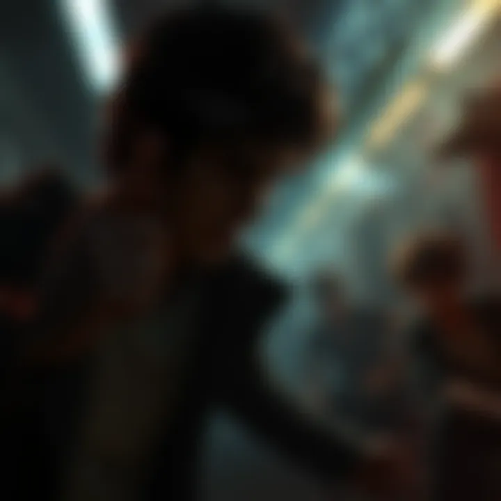 A dramatic scene showing Nick in a tense moment in the game, highlighting his struggle and the choices made by players, with a dark atmosphere around him.