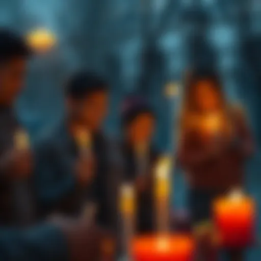 A candlelight vigil for Nicolas, with friends gathered around, holding candles in remembrance.