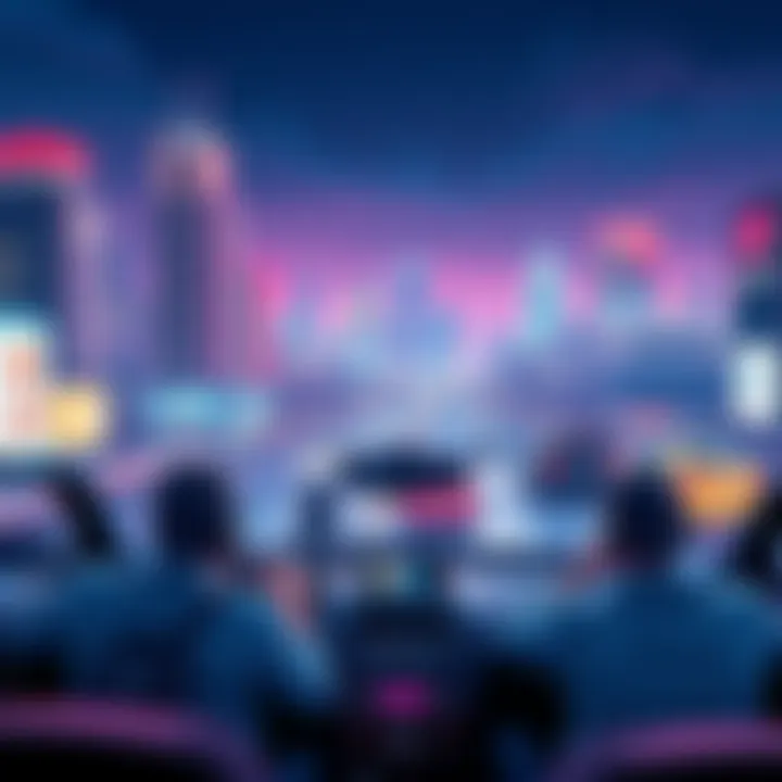 Radio stations in Night City A vibrant cityscape of Night City with people enjoying music from various radio stations while driving