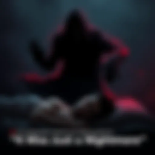 A dark, shadowy figure representing fear looms over a sleeping person, illustrating the concept of nightmares and anxieties.