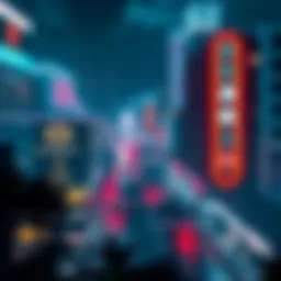 Nighttime View of Raccoon City A beautiful nighttime scene of Raccoon City with bright, colorful lights illuminating the streets and buildings.