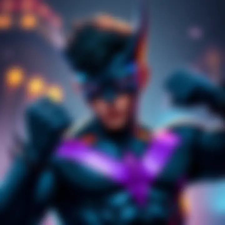 Nightwing showing off his strong physique in the latest game, emphasizing his macho side with a confident pose