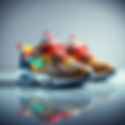 Close-up of a pair of Nike Fann sneakers showcasing their design and colors on a clean surface.