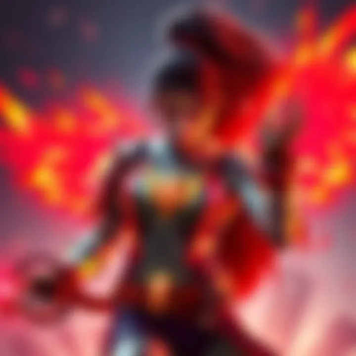 A character named Nike showcases her ultimate ability, creating a supportive aura around allies while also preparing an offensive strike against enemies.