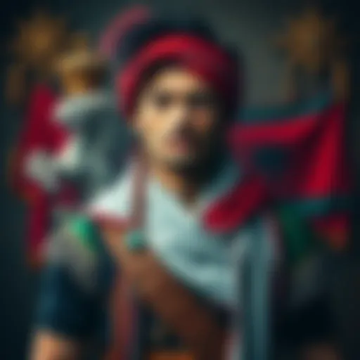 A character resembling Niko with Albanian cultural elements, surrounded by traditional symbols and colors of Albania.