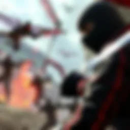 A dynamic scene from Ninja Gaiden 4 showing the new protagonist Yakumo in action against enemies in a vibrant game environment.