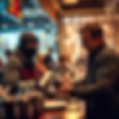 Ninja and Tim smiling while tipping servers at a Super Bowl celebration in a restaurant