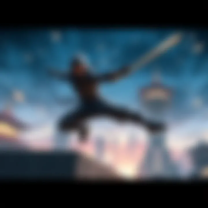 A ninja character in mid-air attempting a triple jump but showing signs of glitching