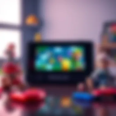 A Nintendo console displaying iconic game characters like Mario, Link, and Zelda, highlighting Nintendo's unique identity in gaming.