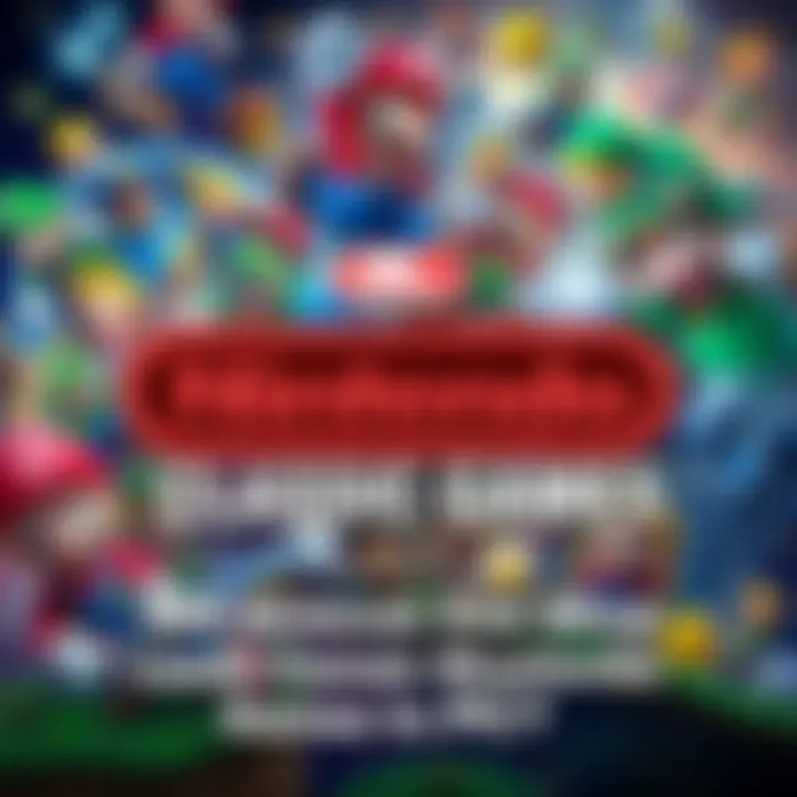 Nintendo Classic Games A collage featuring iconic Nintendo characters and game scenes from classic titles like Mario and Zelda, reflecting nostalgia and gaming culture.