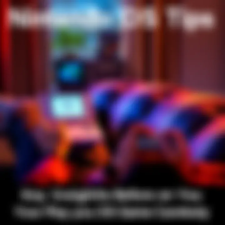 Nintendo DS Gaming Tips A person sitting comfortably with a Nintendo DS, playing a game while looking at a notepad with tips written on it.