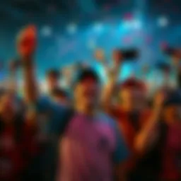 Group of Nintendo fans cheering and holding gaming consoles in excitement over recent announcements
